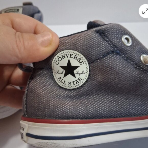 Converse Kids High Top Shoes Sz 10 Denim Look All Star‎ Classic - Good Cond - Picture 4 of 12